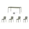 Hay - Palissade sæt - bord + 4 stole - Olive