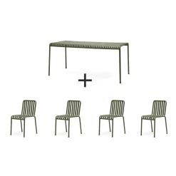 Hay - Palissade sæt - bord + 4 stole - Olive