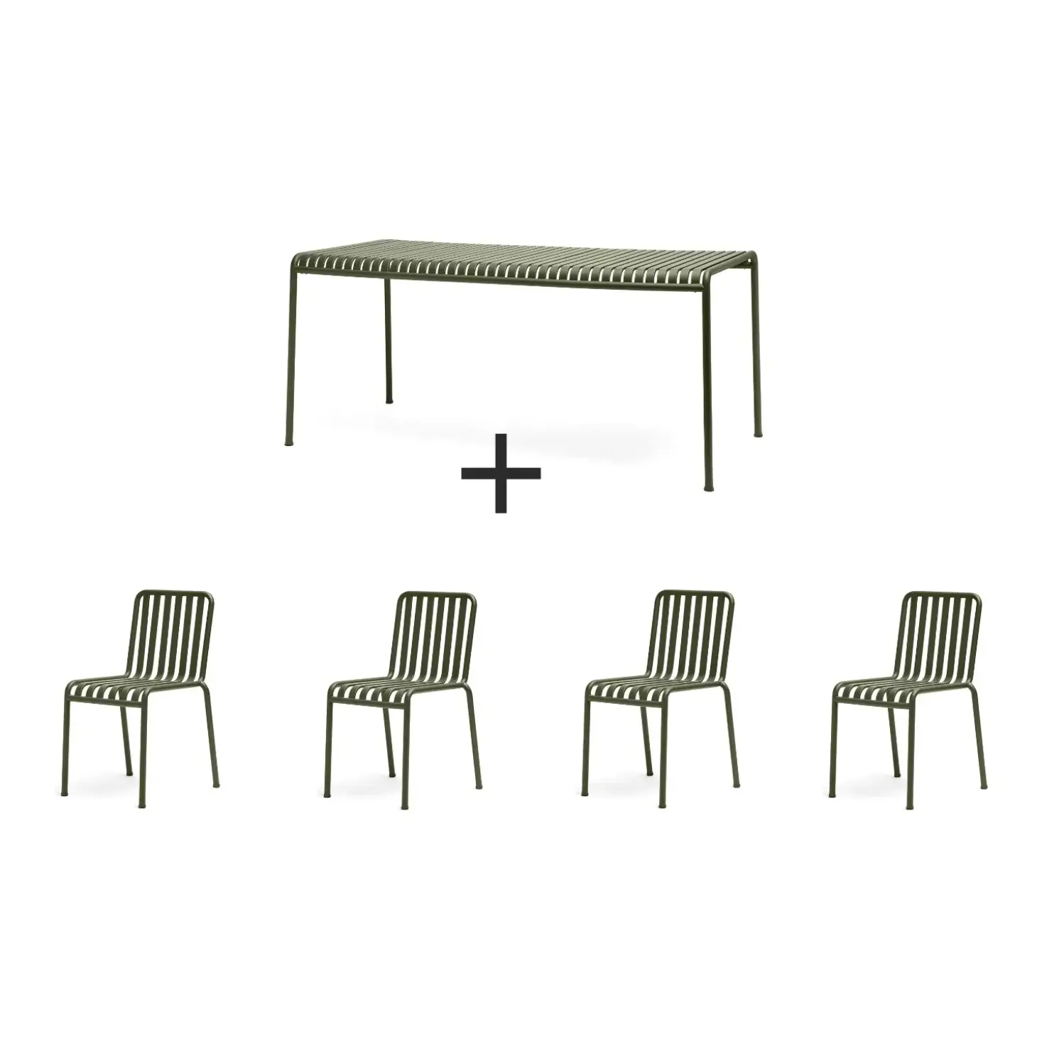 Hay - Palissade sæt - bord + 4 stole - Olive