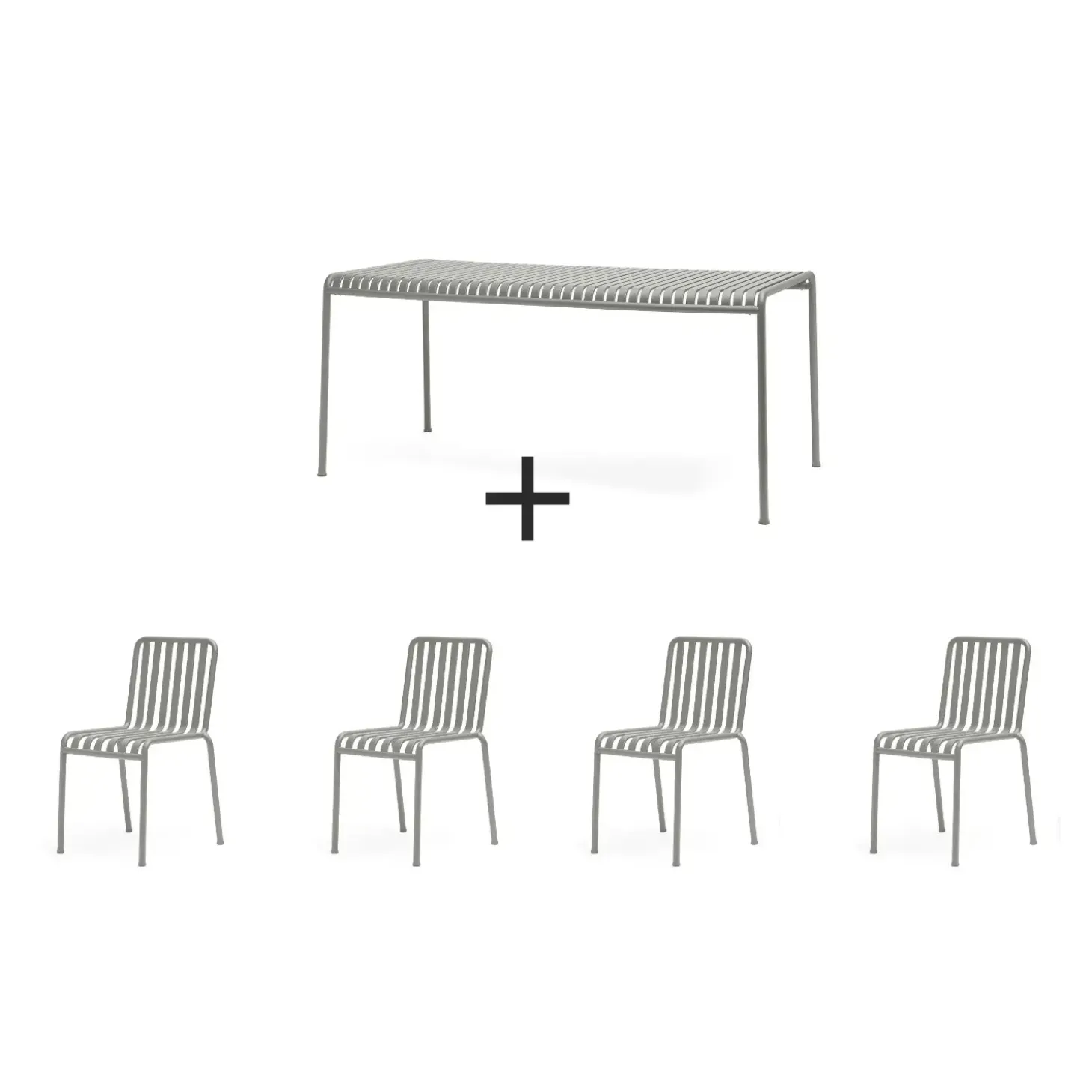 Hay - Palissade sæt - bord + 4 stole - Sky grey - Lysegrå