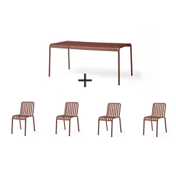 Hay - Palissade sæt - bord + 4 stole - Iron red