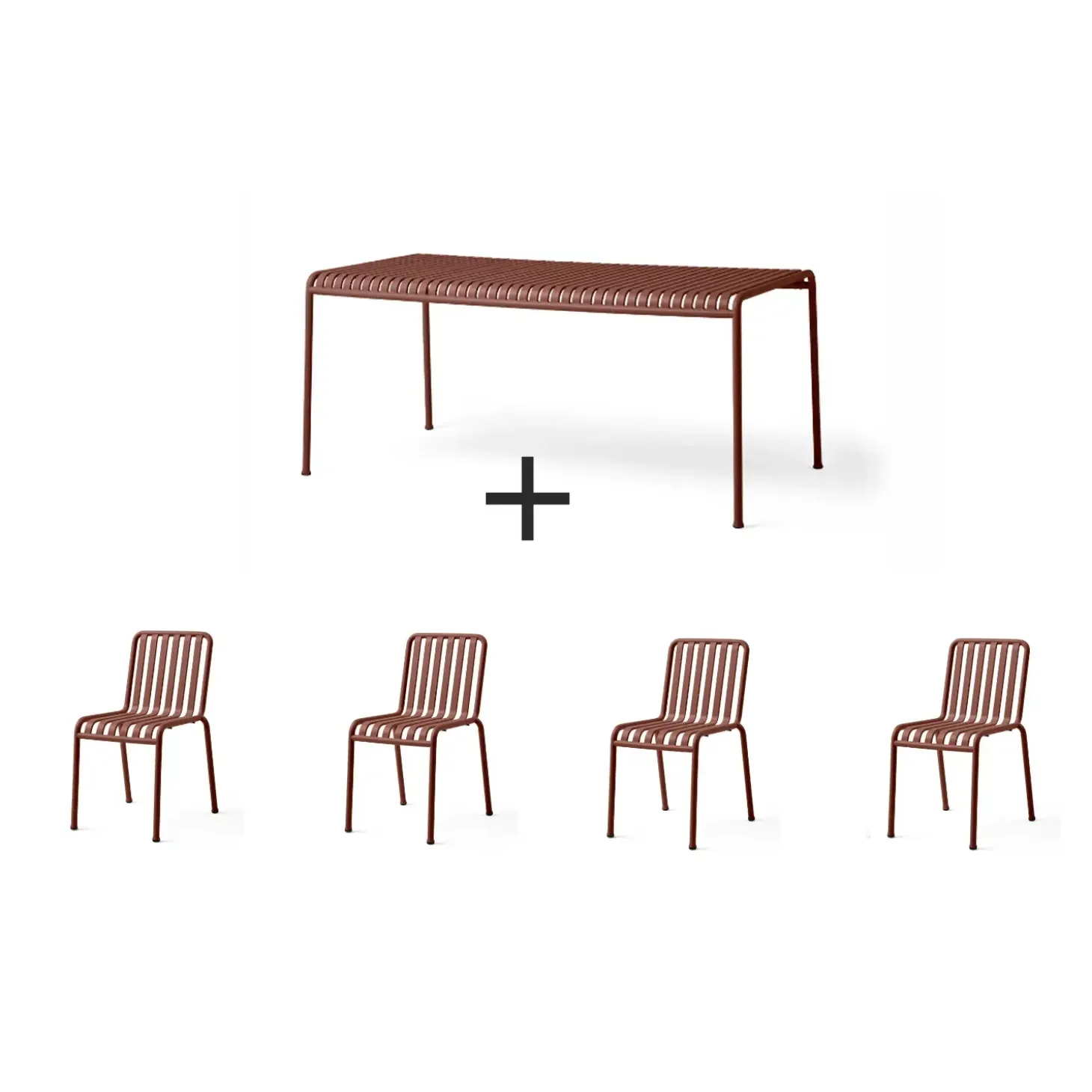 Hay - Palissade sæt - bord + 4 stole - Iron red