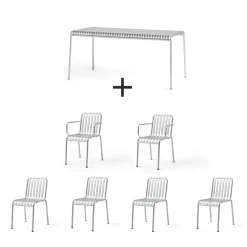 Hay - Palissade sæt - Bord + 6 stole - Galvaniseret - 4 chair og 2 arm chair