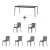 Hay - Palissade sæt - Bord + 6 stole - Anthracite - 4 chair og 2 arm chair