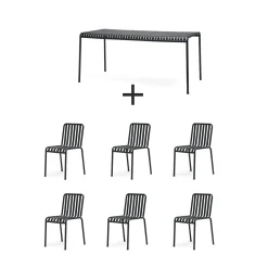 Hay - Palissade sæt - bord + 6 stole - Anthracite - 6 chairs