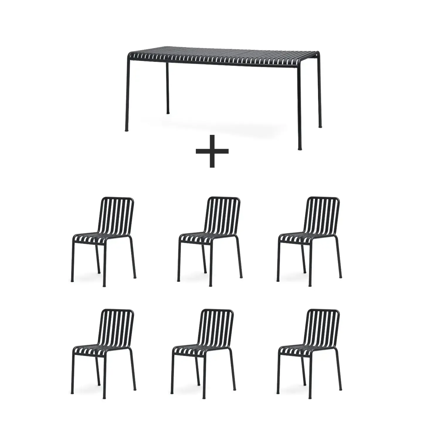 Hay - Palissade sæt - bord + 6 stole - Anthracite - 6 chairs