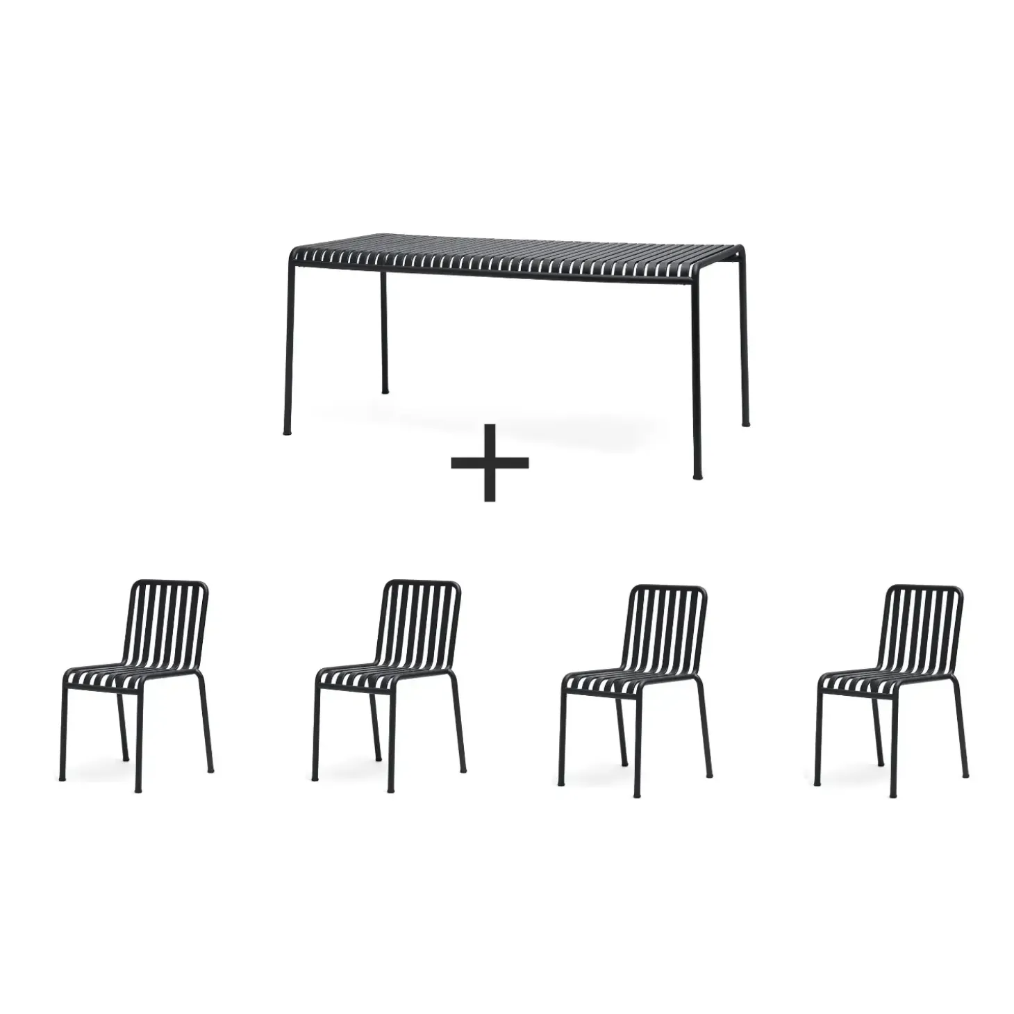 Hay - Palissade sæt - bord + 4 stole / Chairs - Anthracite