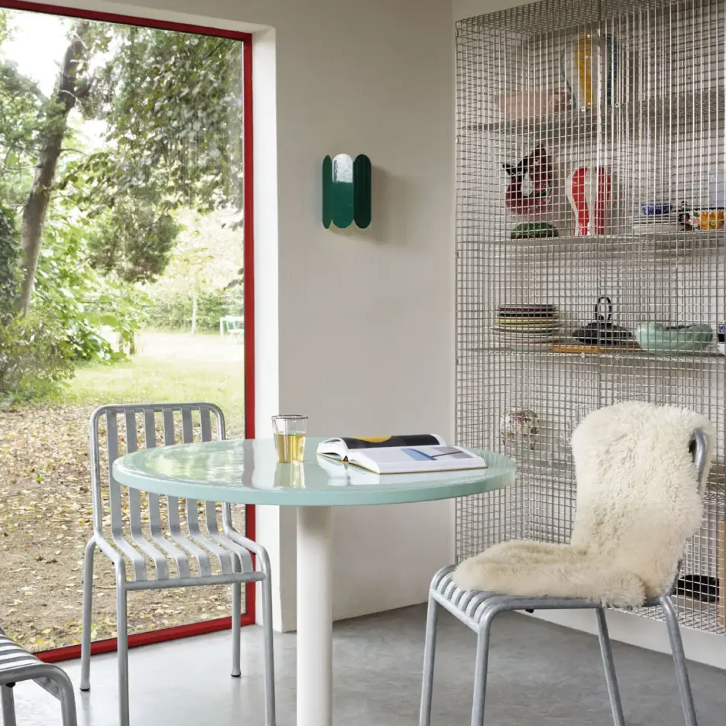 Hay - Palissade sæt - Ceramic bord og 2 spisebordsstole - Mint & Galvaniseret