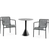 Hay - Palissade sæt - Cone bord ø 70 cm og to spisebordsstole - Anthracite