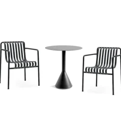 Hay - Palissade sæt - Cone bord ø 70 cm og to spisebordsstole - Anthracite