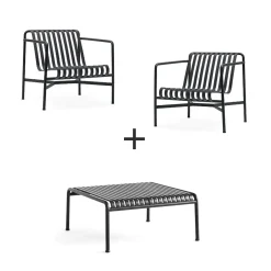 Hay - Palissade sæt - Lounge bord lav + 2 lounge stole lav - Anthracite