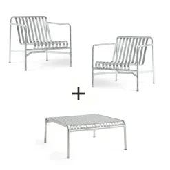 Hay - Palissade sæt - Lounge bord lav + 2 lounge stole lav - Galvaniseret