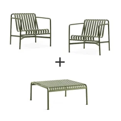 Hay - Palissade sæt - Lounge bord lav + 2 lounge stole lav - Olive