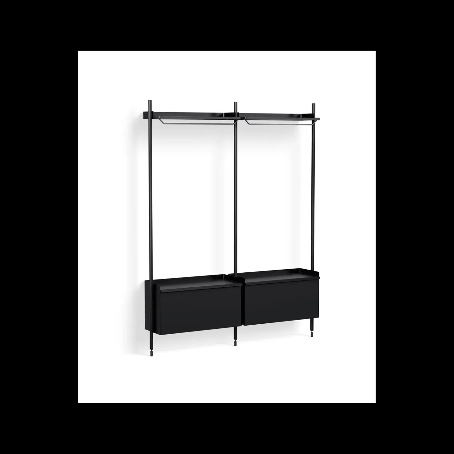 Hay - Reol - Pier System 1002 - 2 kolonner - Sort - 162 X 34 X 209 cm