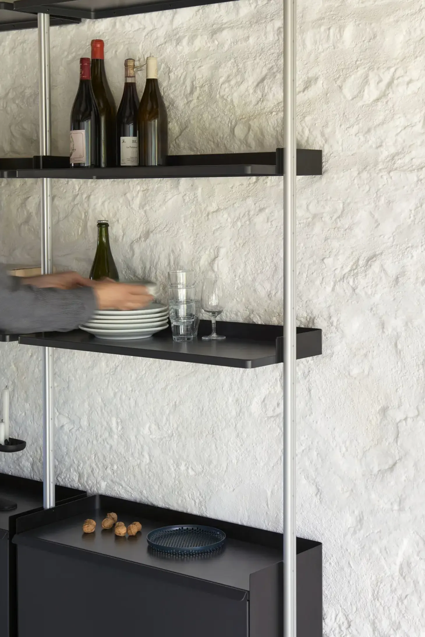 Hay - Reol - Pier System 11 - 1 kolonne - Sort/Stål - 82 X 46,5 X 209 cm