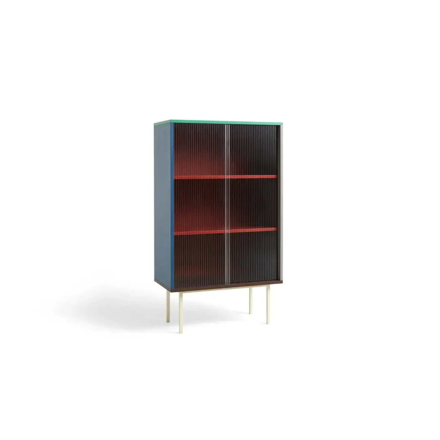 Hay - Reol til Gulv m. Glaslåger - Colour Cabinet - Multi farvet - Høj model, B75 X D39 X H130
