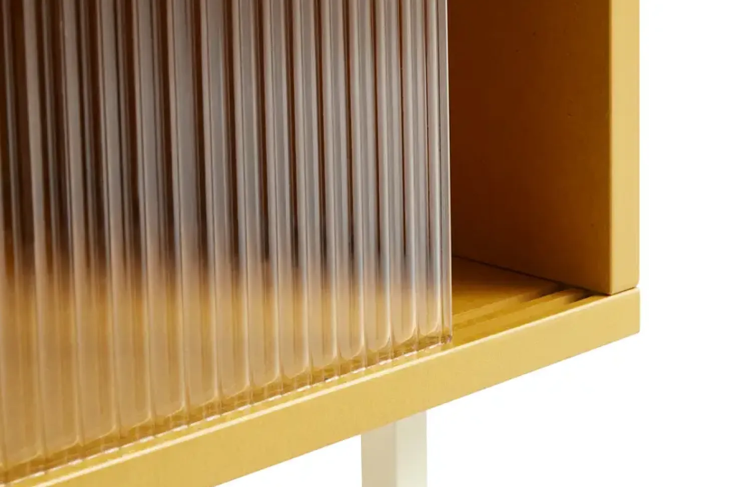 Hay - Reol til Gulv med Glaslåger - Colour Cabinet - Gul - Høj model, B75 X D39 X H130 cm