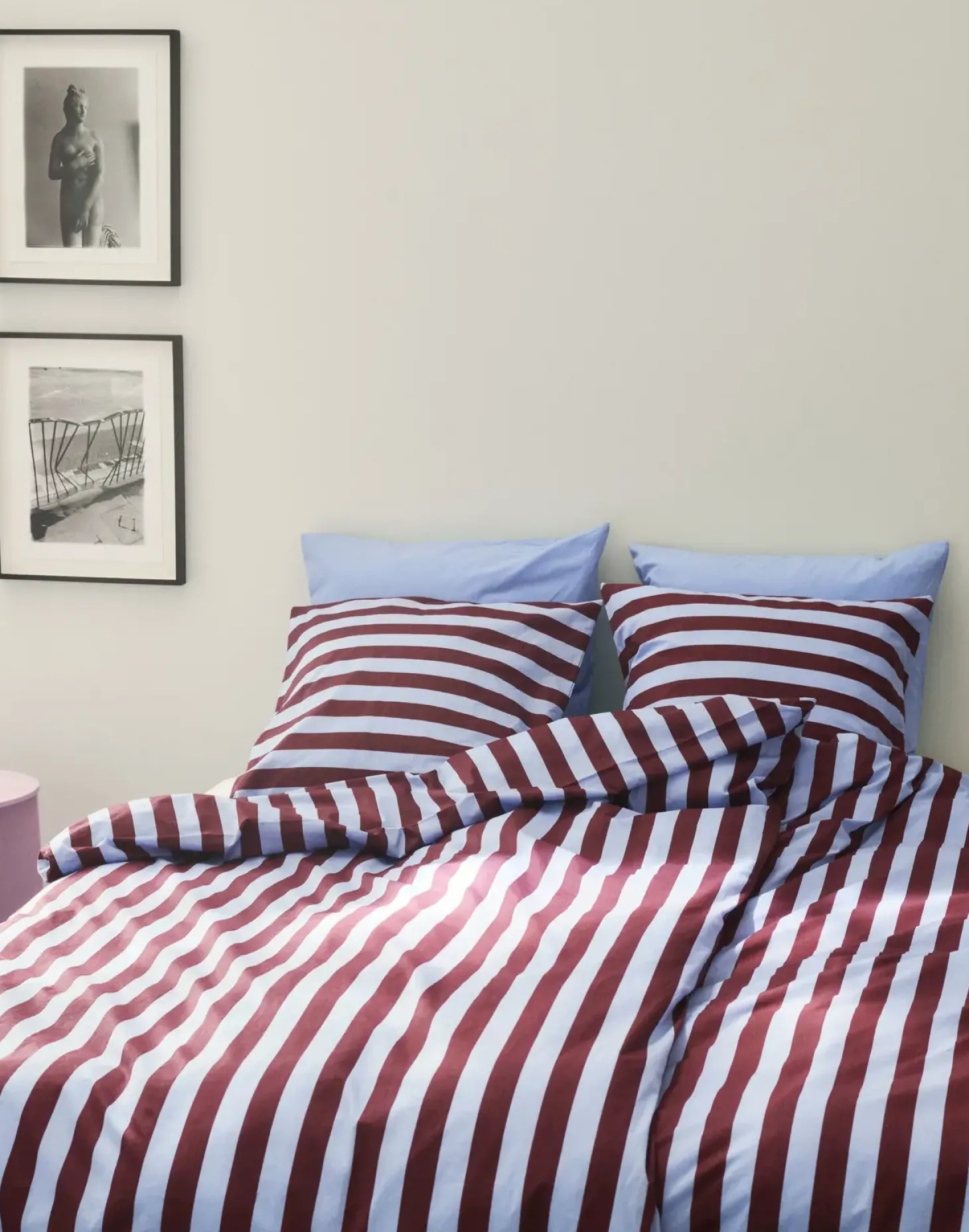 HAY - Été Bed Linen - Dynebetræk - bordeaux og sky blue (140 x 200 cm)