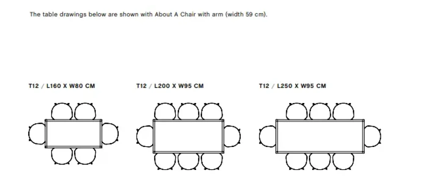 Hay - T12 bord - sort længde 200 cm