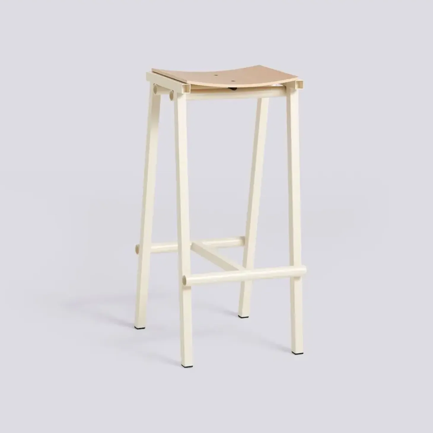 HAY - Taburete 8 Barstol - Eggshell - Lacquered Oak Veneer Seat - Høj model 75 cm
