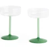 Hay - Tint Coupe Glass - Clear, jade light green and jade dark green