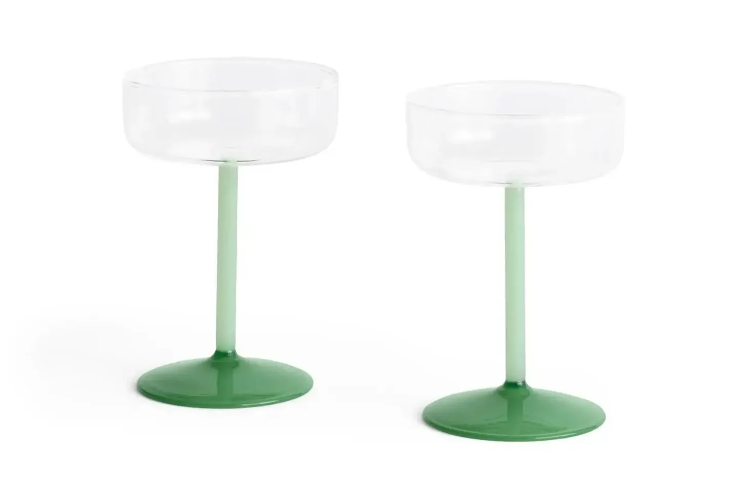 Hay - Tint Coupe Glass - Clear, jade light green and jade dark green