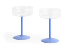 Hay - Tint Coupe Glass - Clear and jade light blue