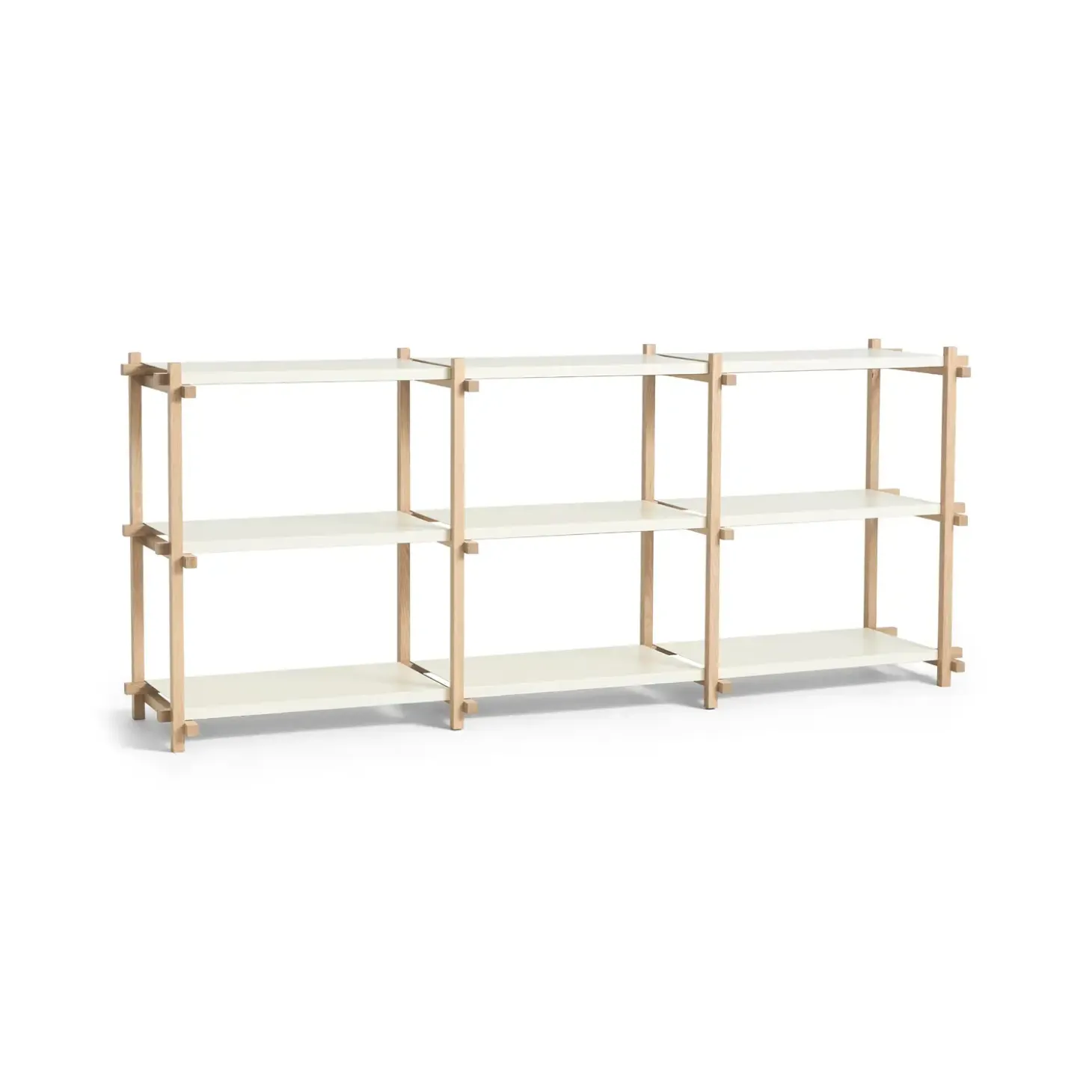 Hay - Woody Reol Shelving 2.0 Low - Hvid/Eg - 9 hylder