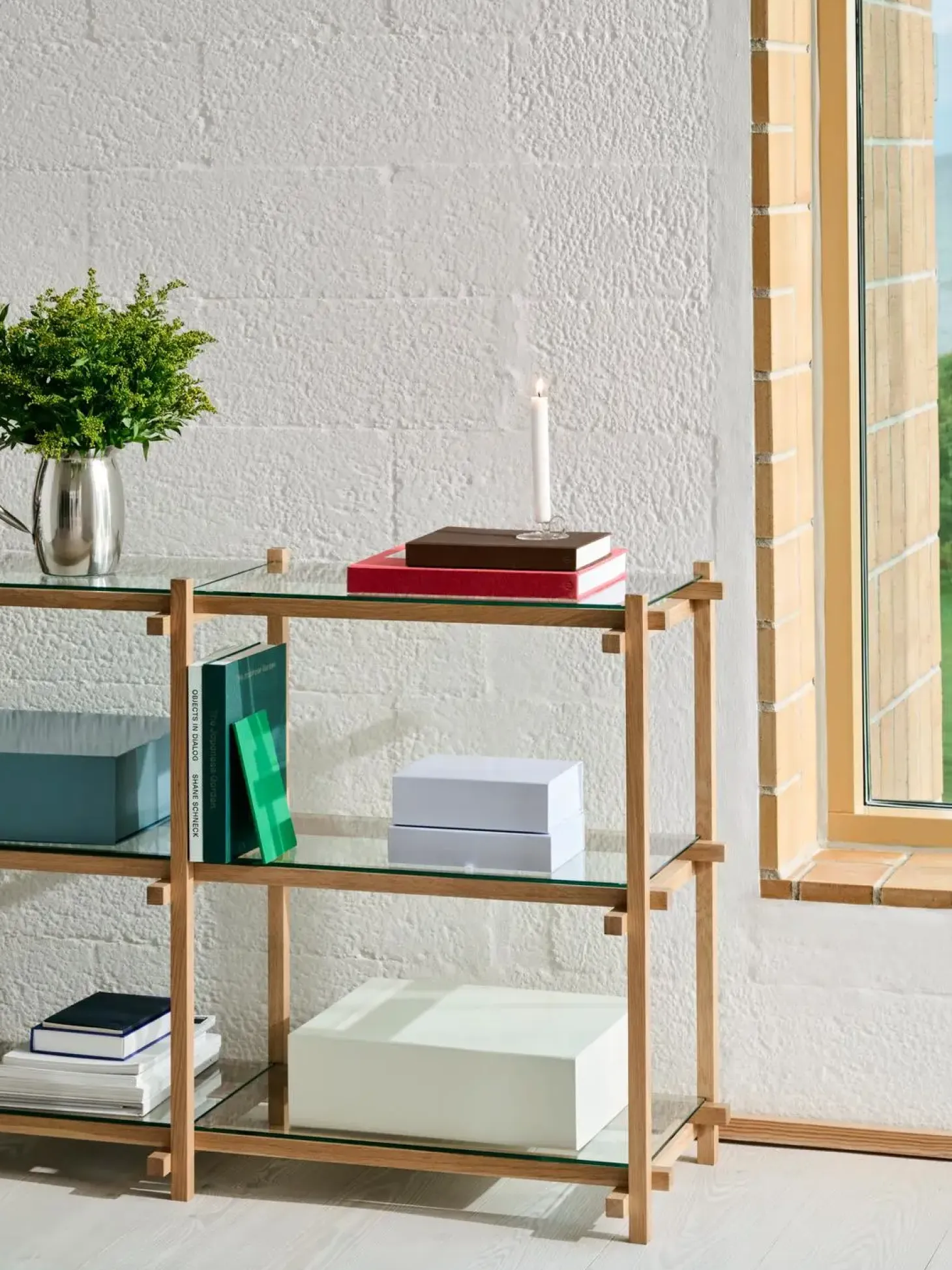 Hay - Woody Shelving 2.0 Column Low - Eg/glas - 3 glashylder