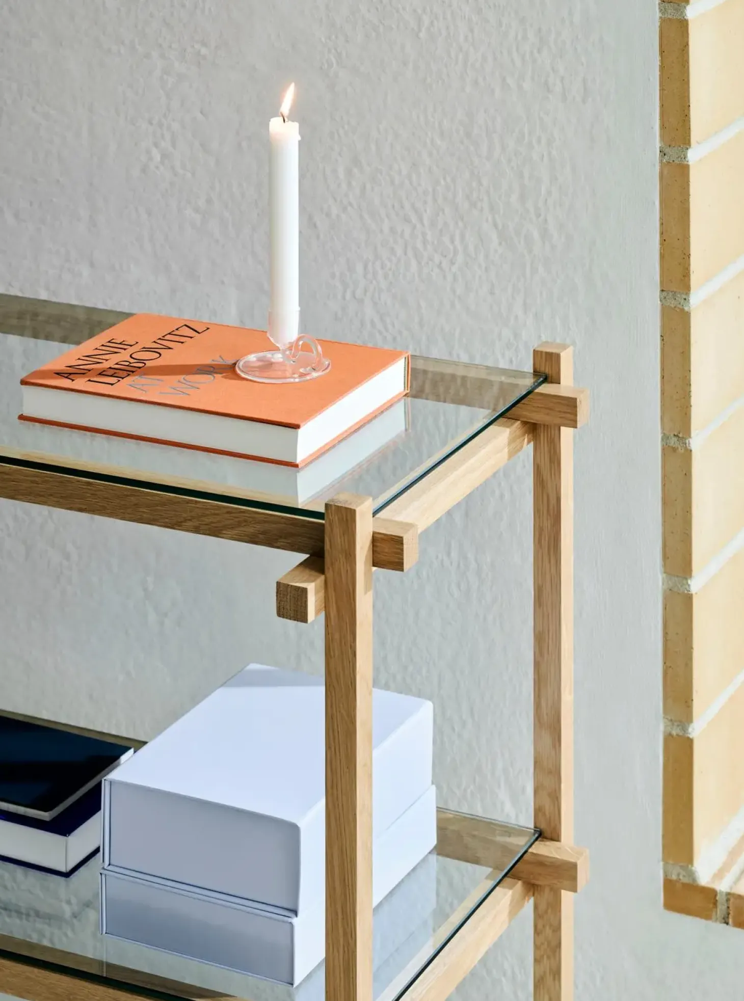 Hay - Woody Shelving 2.0 Column Low - Klar Glas/Eg - 9 hylder