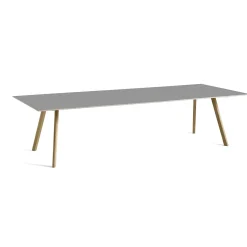 Hay bord - CPH30 table - 300 x 90 cm - bordplade grå linoleum/ben i eg (lak)