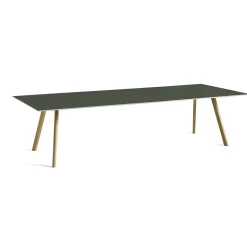 Hay bord - CPH30 table - 300 x 90 cm - bordplade grøn linoleum/ben i eg (vandbaseret lak)