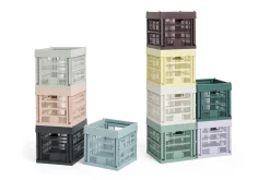 HAY Colour Crate Lid Plastic - Medium Square / Cube - Sage green