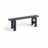 HAY Weekday bænk - 140 cm - Blå - Steel Blue - Lakeret Fyrretræ / Pinewood