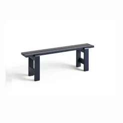 HAY Weekday bænk - 111 cm - Blå - Steel Blue - Lakeret Fyrretræ / Pinewood
