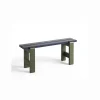 HAY Weekday bænk Duo - 111 cm Steel Blue Benchtop / Olive - Lakeret Fyrretræ / Pinewood