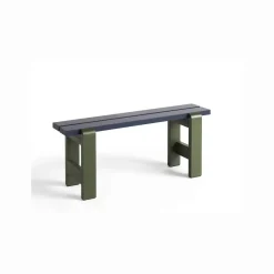 HAY Weekday bænk Duo - 111 cm Steel Blue Benchtop / Olive - Lakeret Fyrretræ / Pinewood