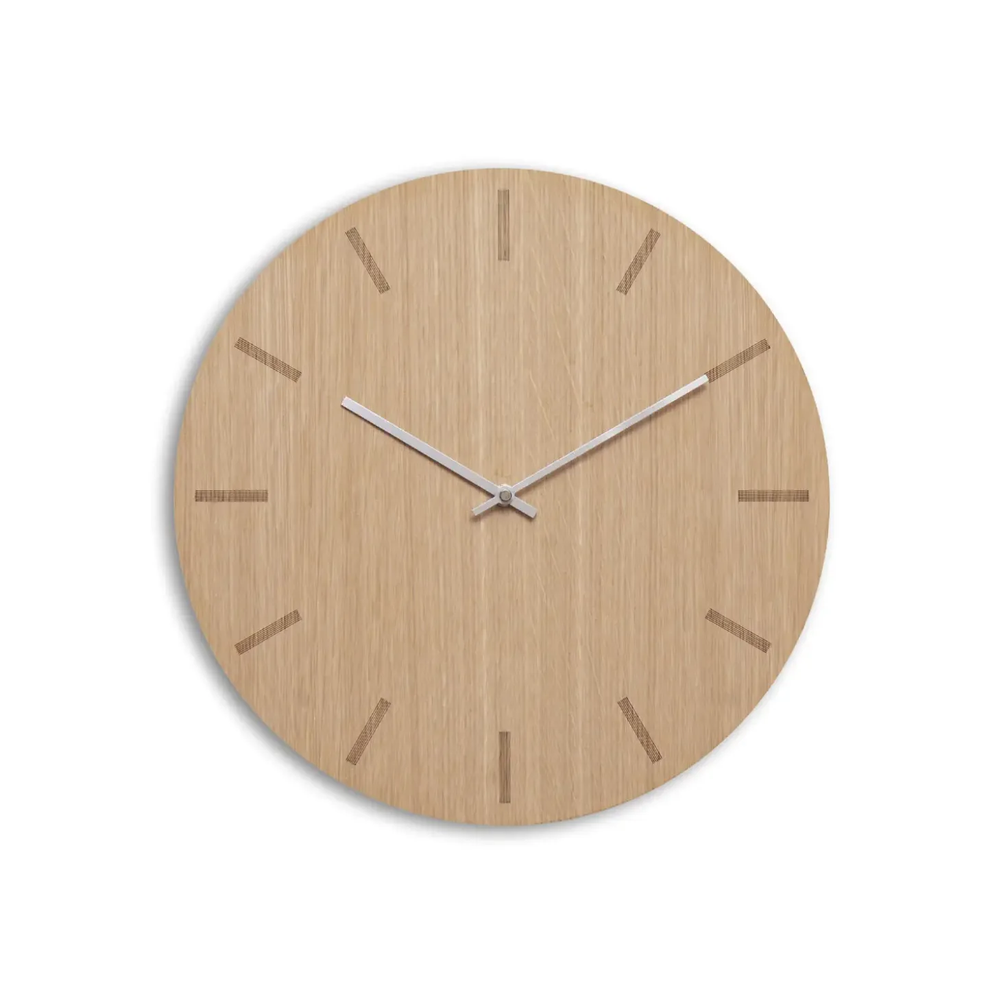 Hemverk - Vægur - Light Oak - Eg/Sølv - Ø28 cm