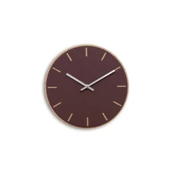 Hemverk - Vægur - Lys Eg/Burgundy - Sølv visere - Ø28 cm
