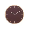 Hemverk - Vægur - Lys Eg/Burgundy - Sølv visere - Ø38 cm