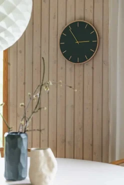 Hemverk - Vægur - Lys Eg/Mørkegrøn - Kobber visere - Ø38 cm