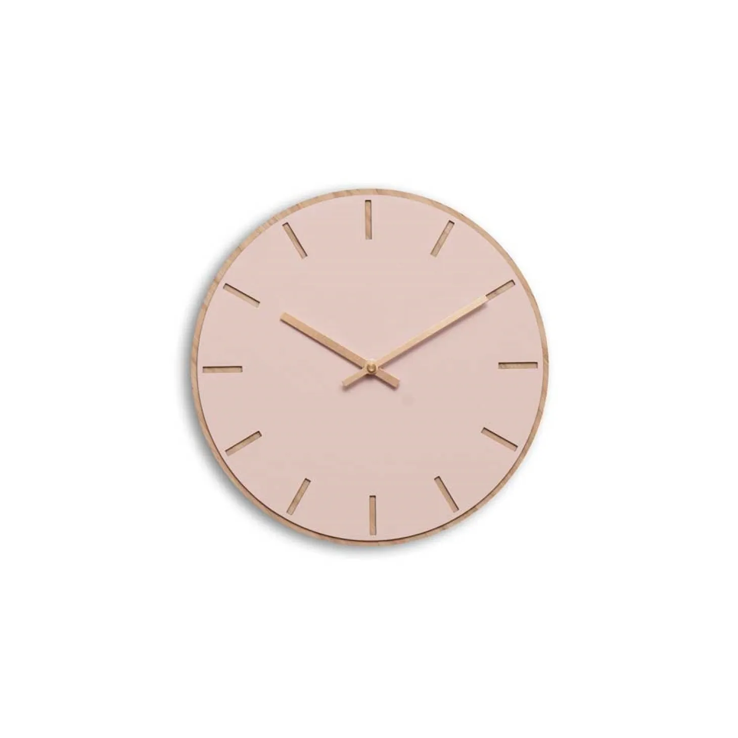 Hemverk - Vægur - Lys Eg/Powder Dusty Rose - Kobber visere - Ø28 cm