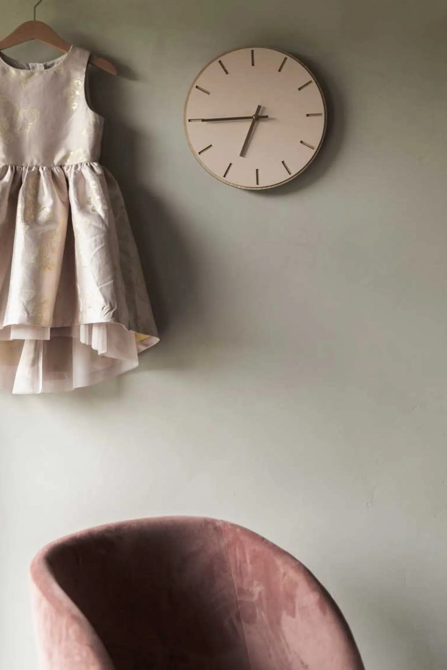 Hemverk - Vægur - Lys Eg/Powder Dusty Rose - Kobber visere - Ø28 cm