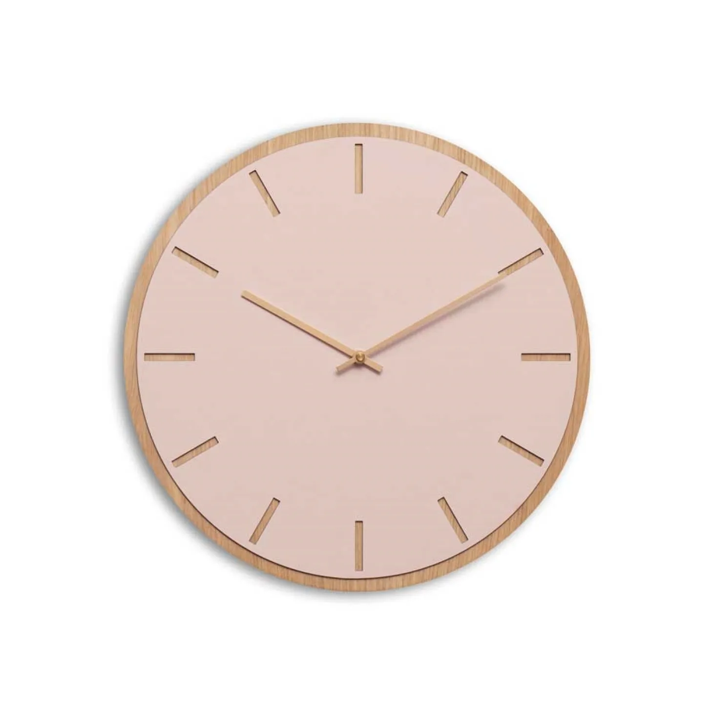 Hemverk - Vægur - Lys Eg/Powder Dusty Rose - Kobber visere - Ø38 cm