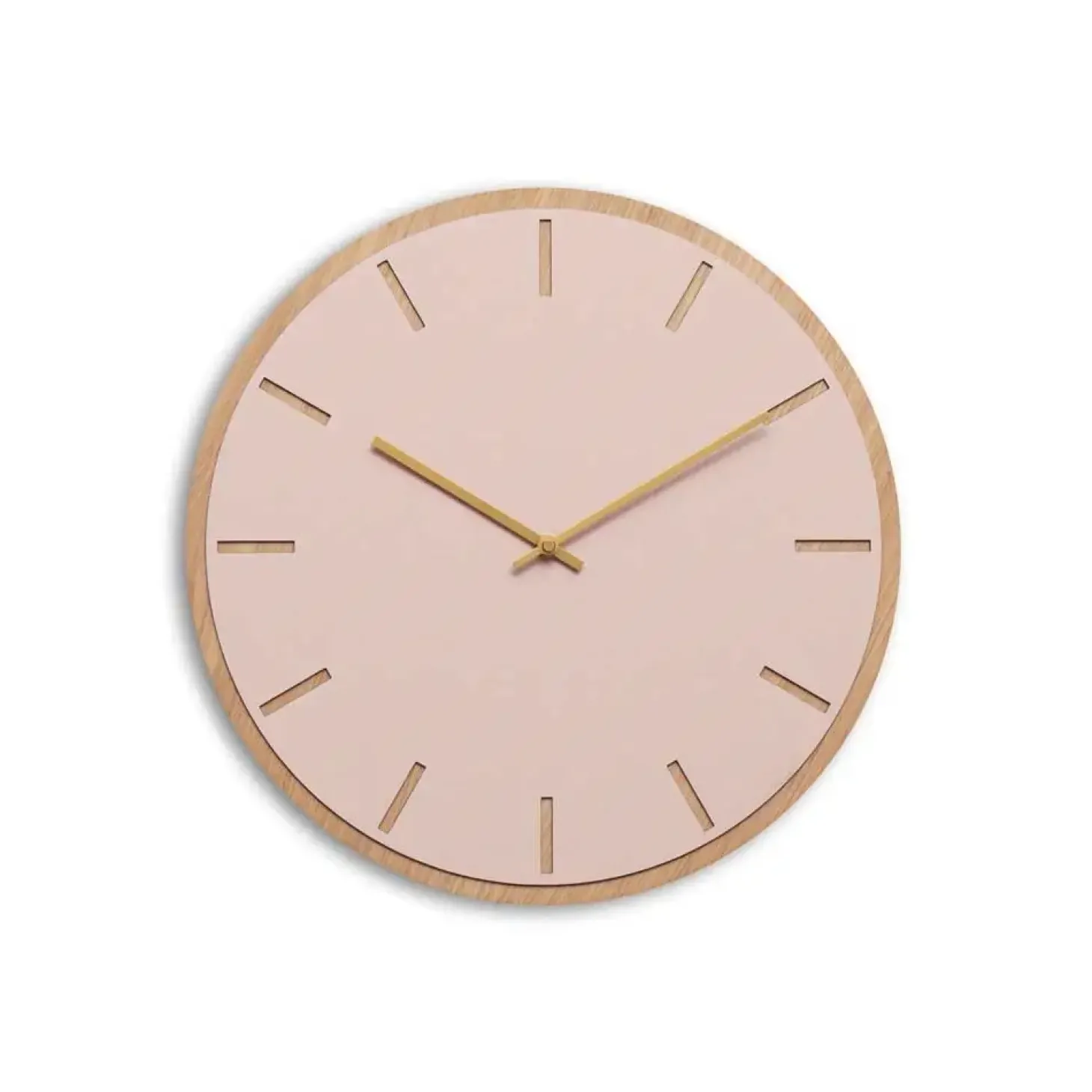 Hemverk - Vægur - Lys Eg/Powder Dusty Rose - Guld visere - Ø38 cm