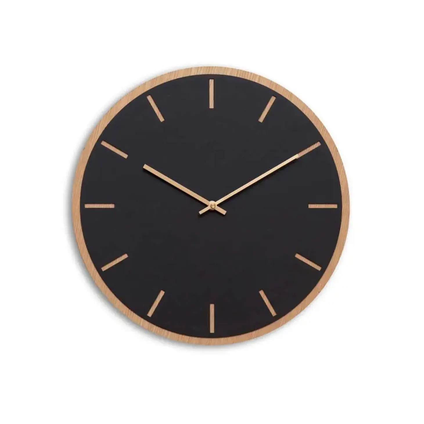 Hemverk - Vægur - Lys Eg/Sort - Kobber visere - Ø38 cm