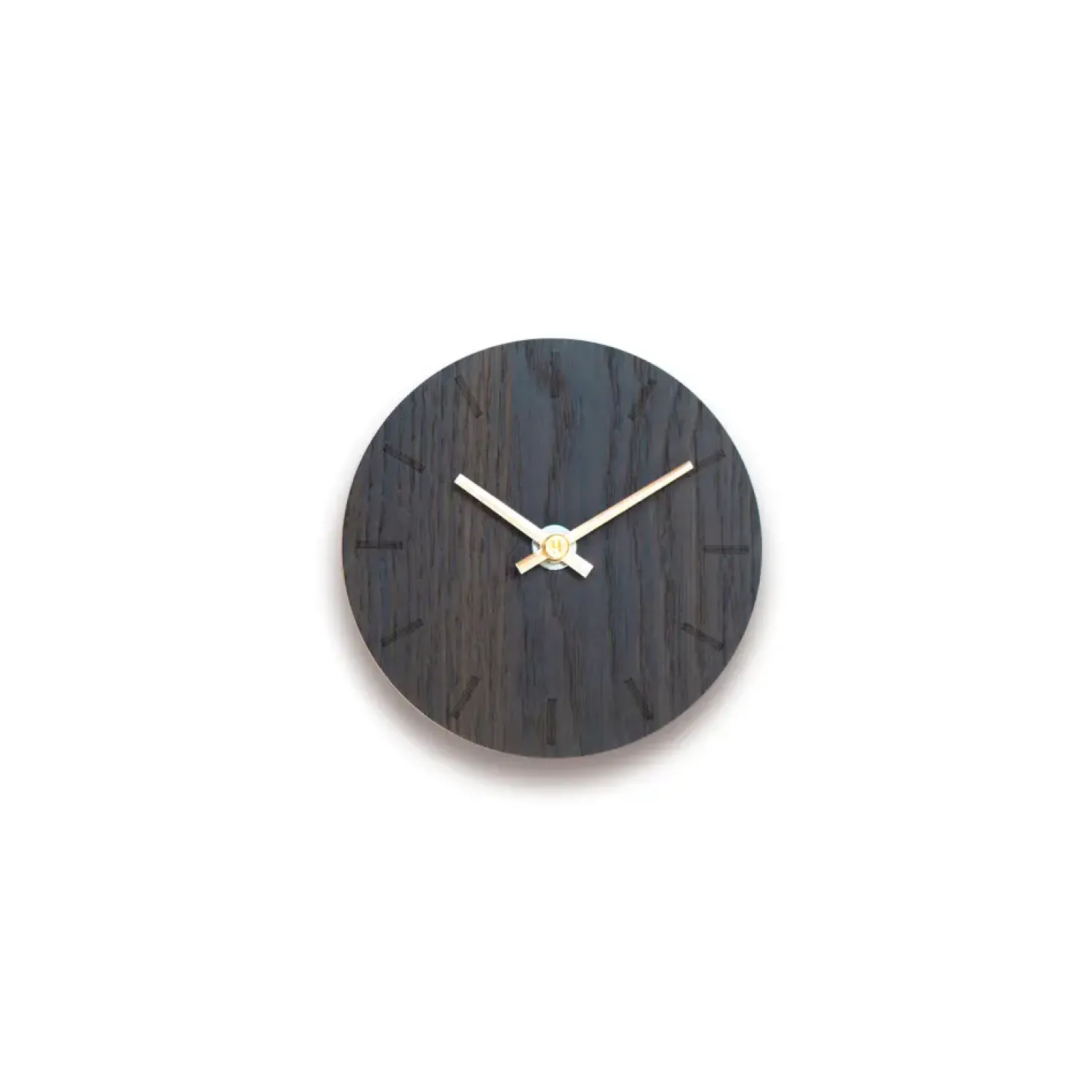 Hemverk - Vægur - Mørk eg - Ø12 cm - Kobber visere