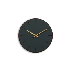 Hemverk - Vægur - Mørk Eg/Conifer Grøn - Guld visere - Ø28 cm