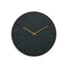 Hemverk - Vægur - Mørk Eg/Conifer Grøn - Guld visere - Ø38 cm