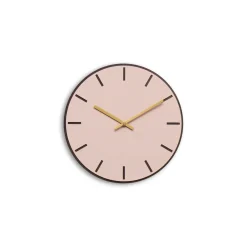 Hemverk - Vægur - Mørk Eg/Powder Dusty Rose - Guld visere - Ø28 cm